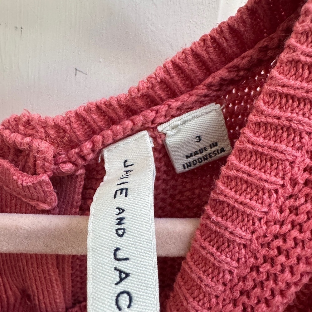 Janie and Jack 3T Girls Pink Knit Short Sleeve Casual Sweater Dress - Picture 4 of 5
